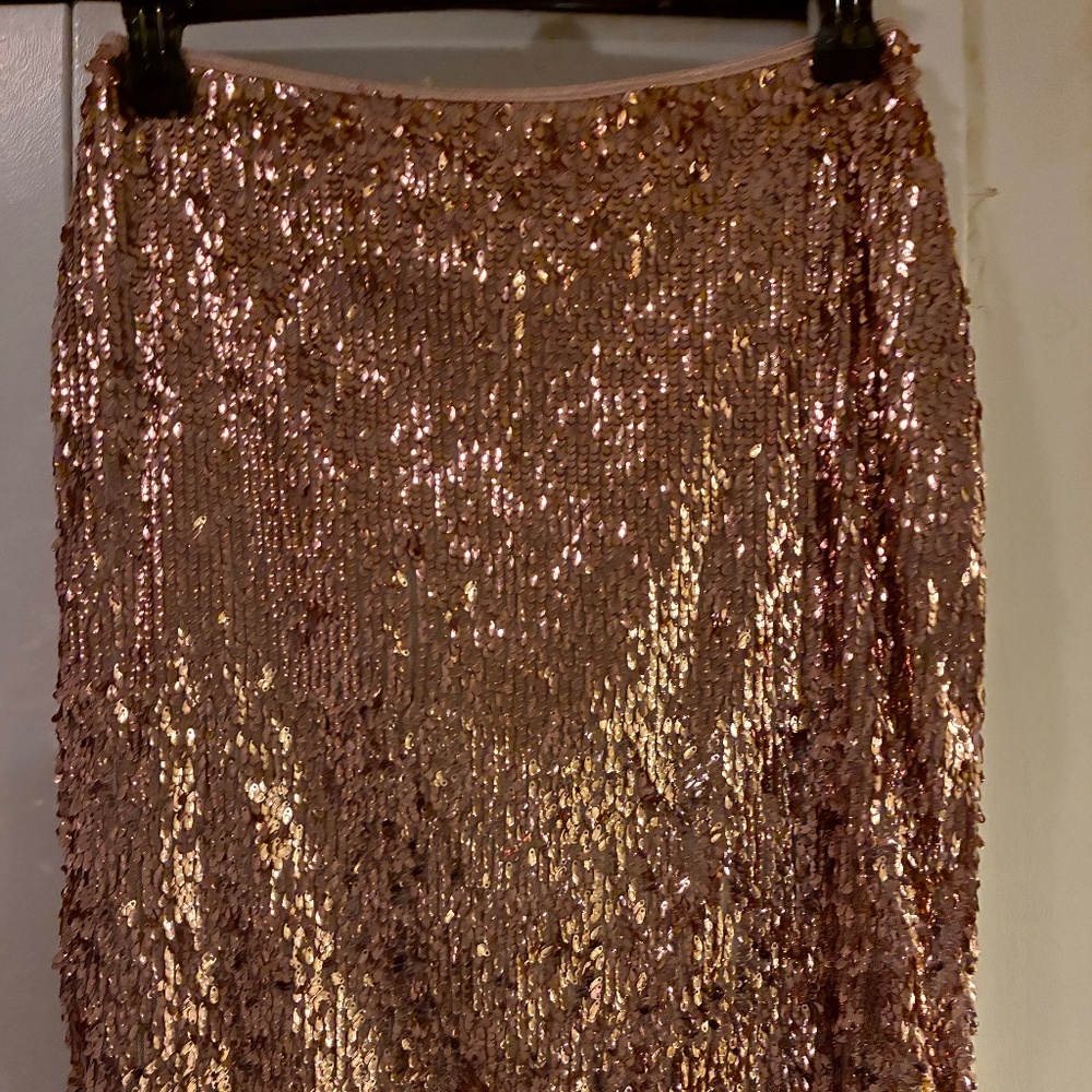 Rose gold sequin mini skirt